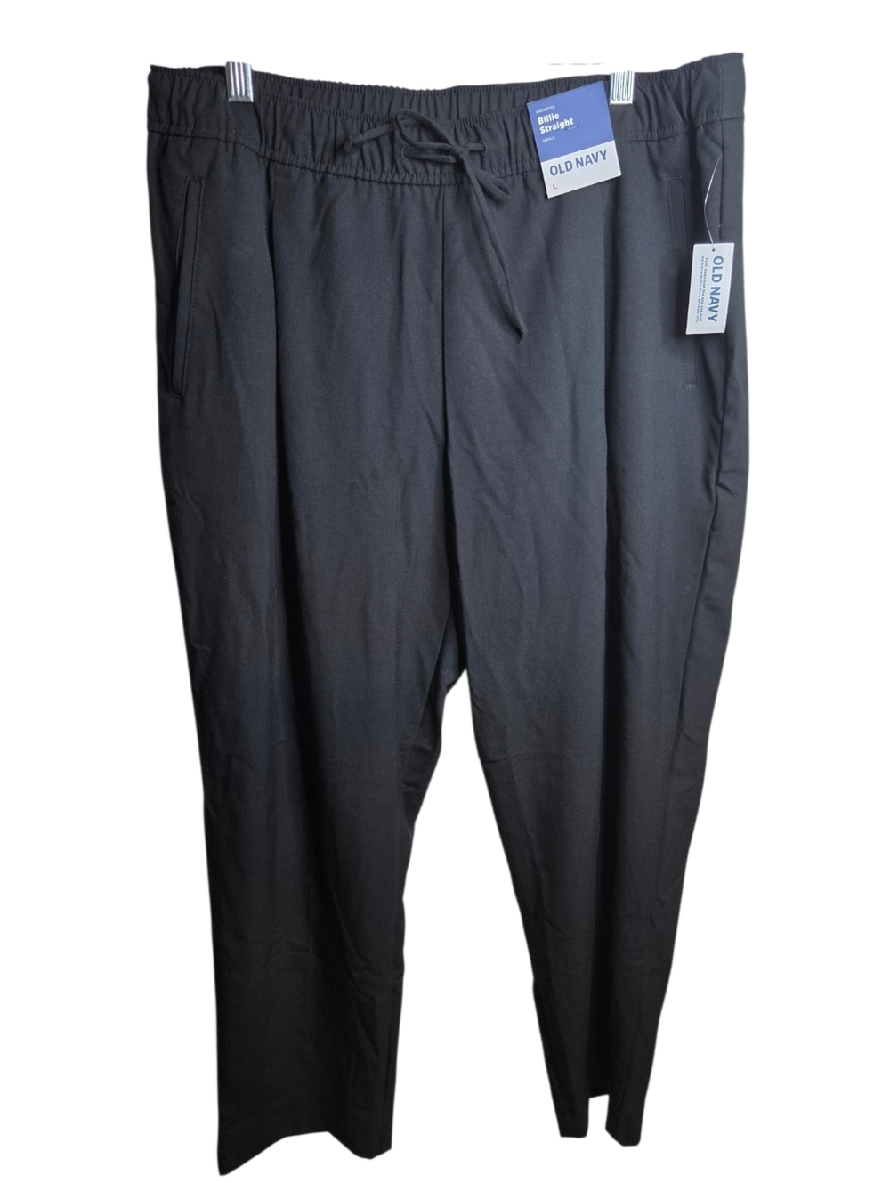 Old Navy High-Waisted Billie Straight Ankle Trouser Size Large BLACK Pull On Pkt